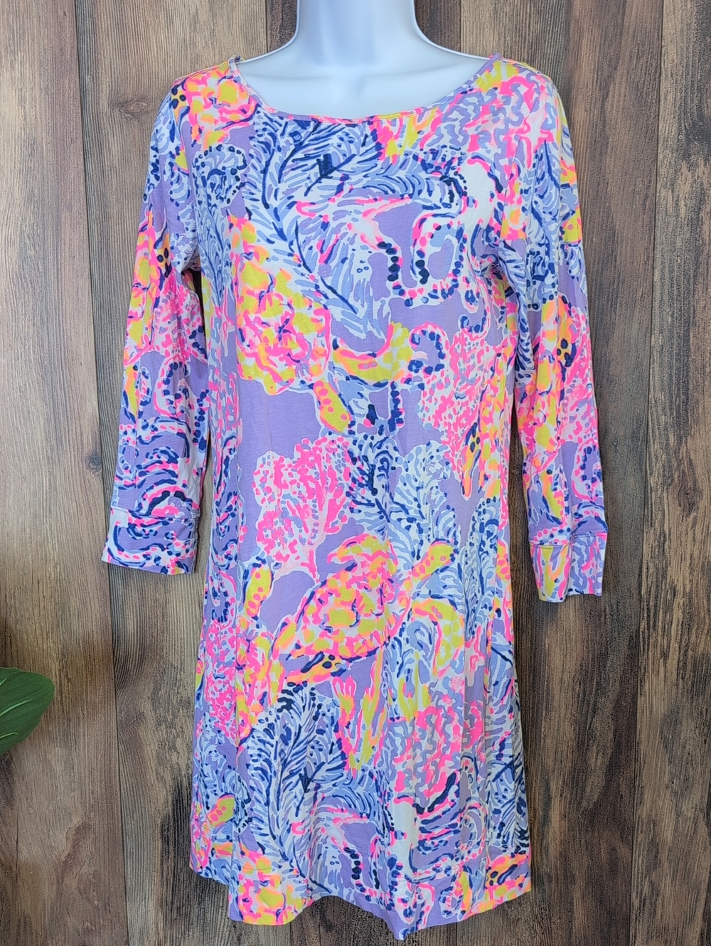 Lilly Pulitzer Lavender Floral Shift Midi Pima Cotton Dress S    699A